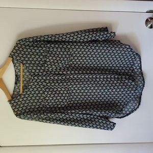 Papermoon blouse in blue, white, and green, size XL